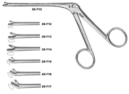 Weil-Blakesley Through-Cutting Forceps, 4 3/4" (12.0 Cm) Shaft, 7 1/4" (18.5 Cm) Overall, Angled Up, 45 Degrees, 2.0 Mm